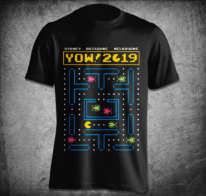 YOW! 2019 Conference T-Shirt PAC MAN or SPACE INVADERS DESIGN | Diseño de Camiseta por erwin87