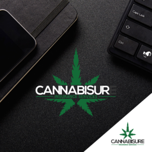 Cannabisure in large lettering and Insurance services below in smaller lettering | Logo Design by Gerald Design 3