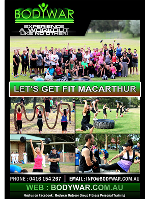 BODYWAR Outdoor Group Fitness  'Get Fit Macarthur' | Flyer Design by Sandaruwan