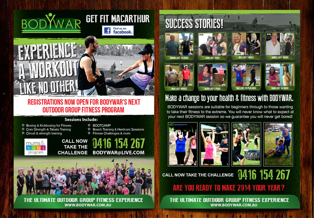 Flyer Design by Priyo Subarkah for BODYWAR Pty Ltd | Design #3011253