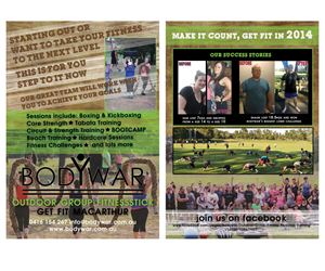 Flyer Design by Jo Hooper for BODYWAR Pty Ltd | Design #3000747