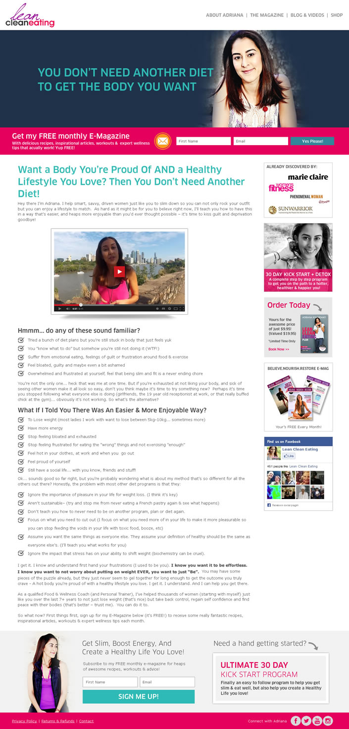 Web Design by DesignCreativity4you for Lean Clean Eating | Design #3012051