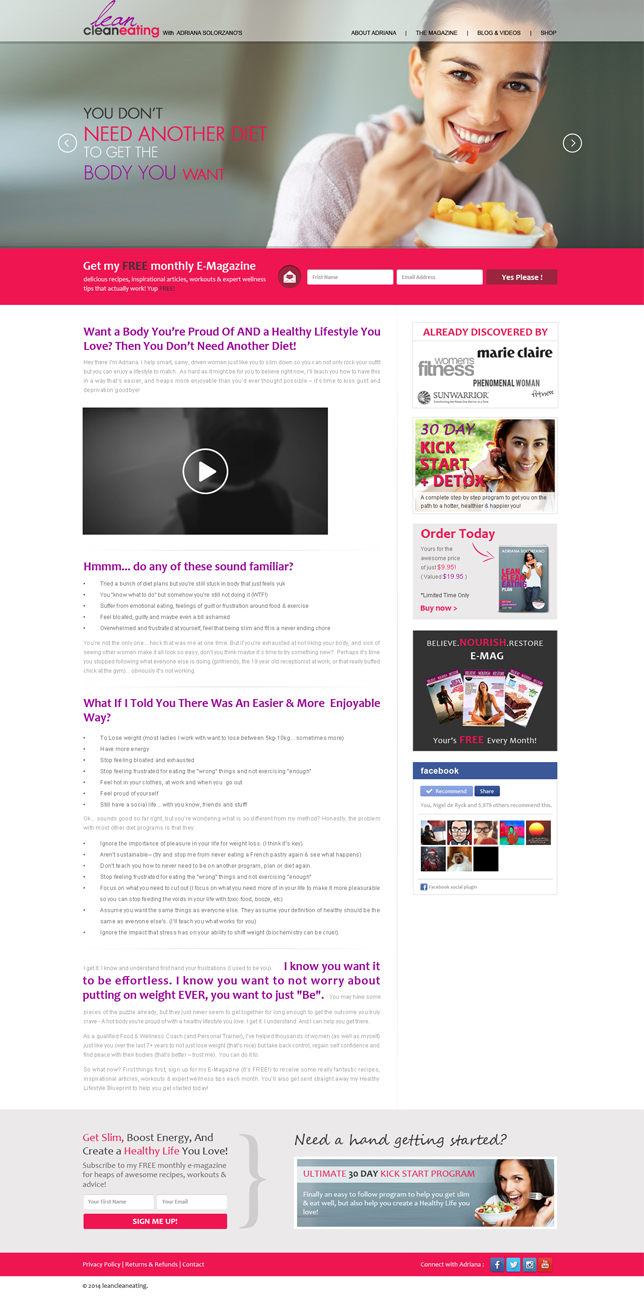 Diseño Web por Desire Design Solutions para Lean Clean Eating | Diseño #2979413