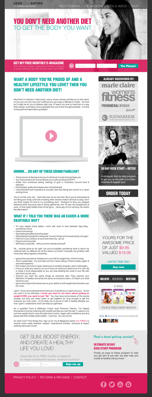 Web Design par Djof pour Lean Clean Eating | Design #2980679