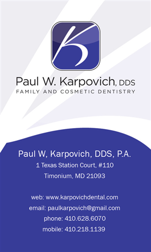 Business Card Design by LFS Designs for Paul Karpovich, DDS | Design #61344