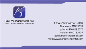 Business Card Design by DDG for Paul Karpovich, DDS | Design: #60584