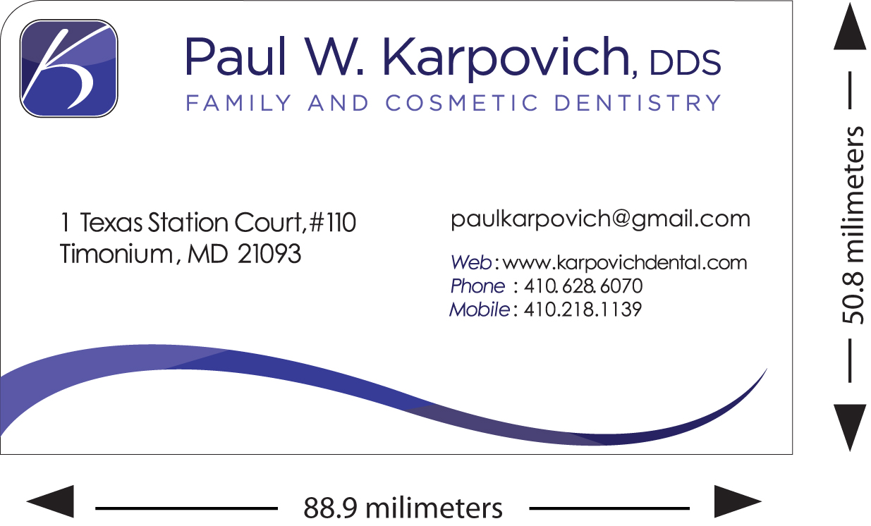 Business Card Design by Robin Brinck for Paul Karpovich, DDS | Design #60218