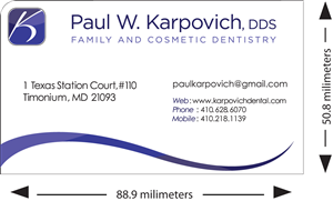 Business Card Design by Robin Brinck for Paul Karpovich, DDS | Design #60218