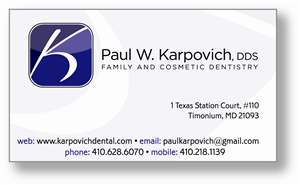 Design de Carte de Visite par Steven Hall pour Paul Karpovich, DDS | Design : #60275