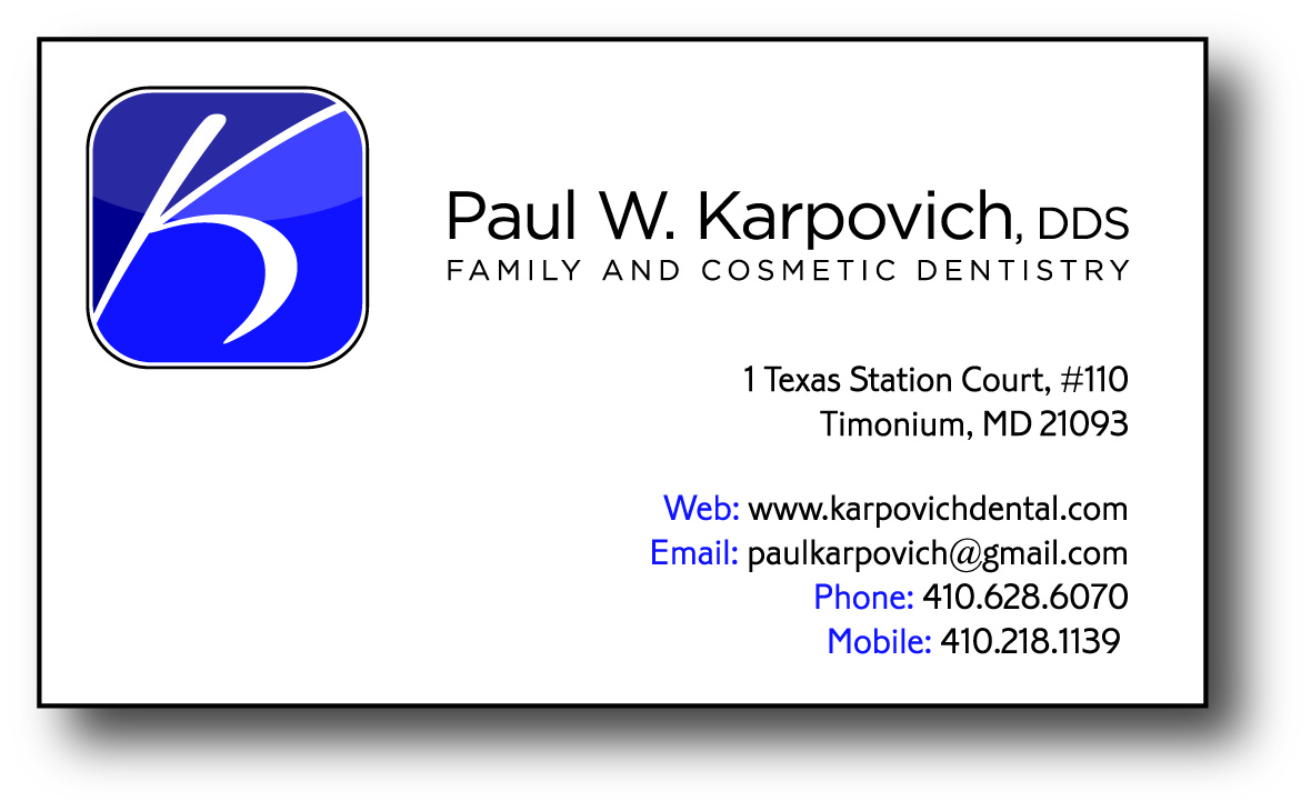 Business Card Design by Steven Hall for Paul Karpovich, DDS | Design #60462