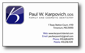 Design de Carte de Visite par Steven Hall pour Paul Karpovich, DDS | Design : #60462