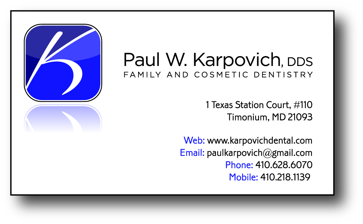 Business Card Design by Steven Hall for Paul Karpovich, DDS | Design #60826