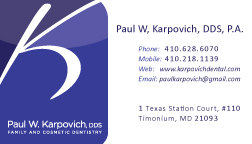 Visitenkarten-Design von Olga Blankenship für Paul Karpovich, DDS | Design #61042