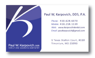 Business Card Design by Olga Blankenship for Paul Karpovich, DDS | Design #61043
