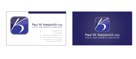 Diseño de Tarjeta de Presentación por Like This Design para Paul Karpovich, DDS | Diseño #61336
