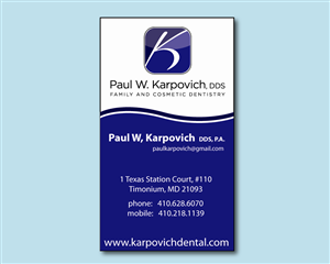 Design de Carte de Visite par Stellar Designs pour Paul Karpovich, DDS | Design : #60240