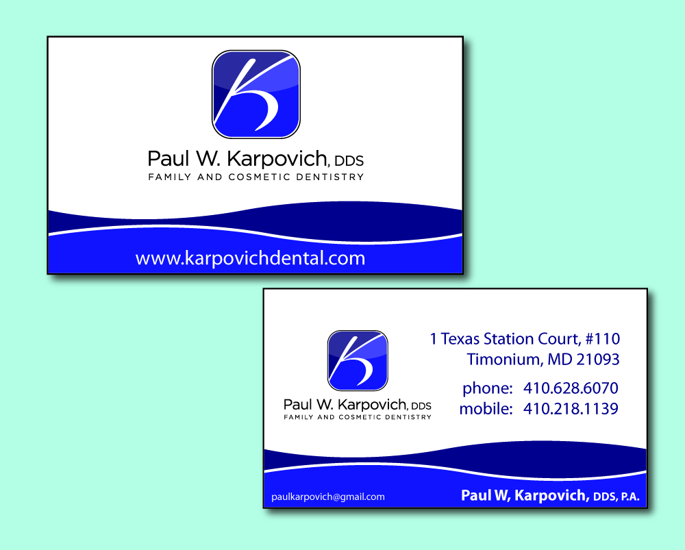 Business Card Design by Stellar Designs for Paul Karpovich, DDS | Design #60465