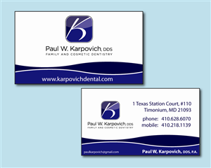Business Card Design by Stellar Designs for Paul Karpovich, DDS | Design #60465