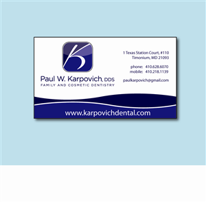 Design de Carte de Visite par Stellar Designs pour Paul Karpovich, DDS | Design : #60529