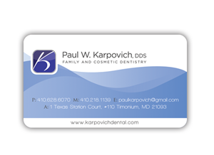 Design de Carte de Visite par k.a.d.a. designs pour Paul Karpovich, DDS | Design : #60538