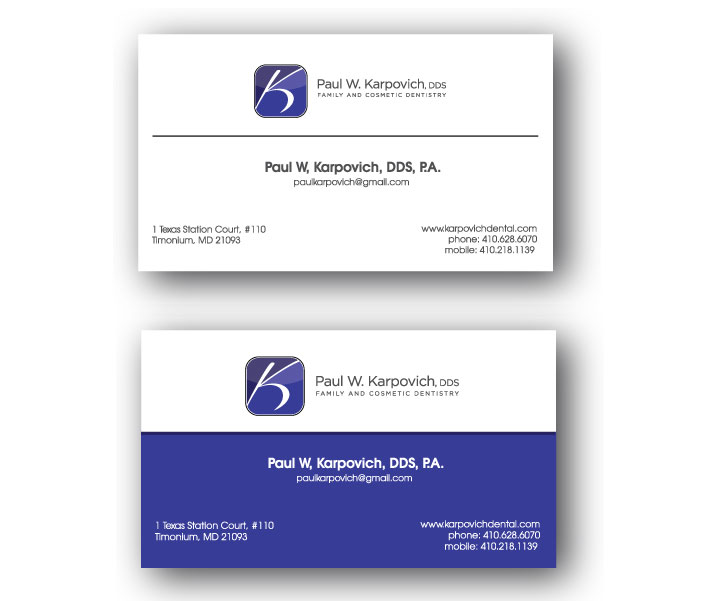 Visitenkarten-Design von Stephanie Soon für Paul Karpovich, DDS | Design #60899