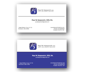 Business Card Design by Stephanie Soon for Paul Karpovich, DDS | Design #60899