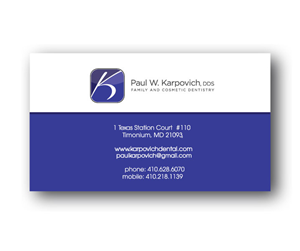 Design de Carte de Visite par Stephanie Soon pour Paul Karpovich, DDS | Design : #61160