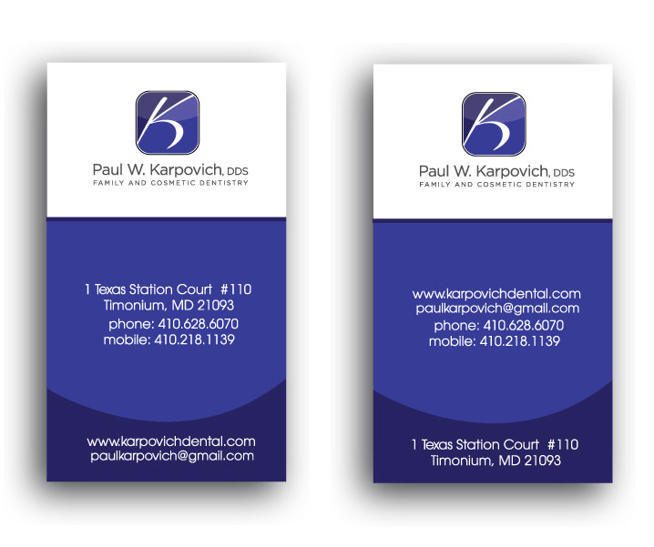 Business Card Design by Stephanie Soon for Paul Karpovich, DDS | Design #61161
