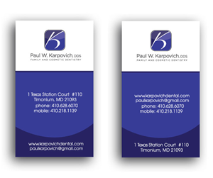 Design de Carte de Visite par Stephanie Soon pour Paul Karpovich, DDS | Design : #61161