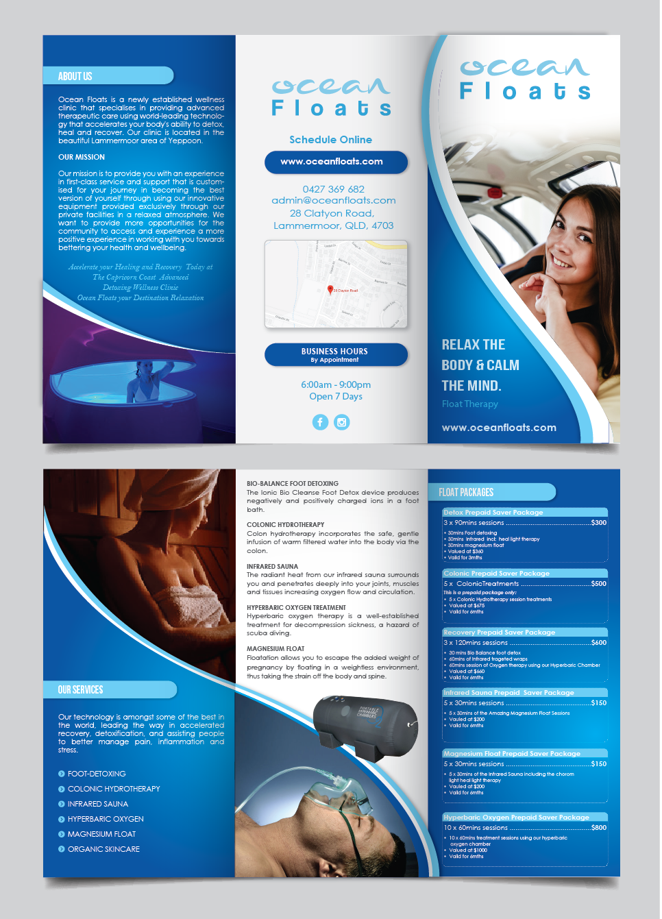 Brochure Design by alex989 for Ocean Floats  | Design #22854357