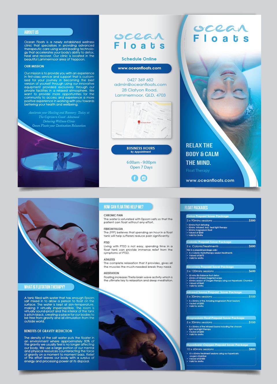 Brochure Design by alex989 for Ocean Floats  | Design #22854358