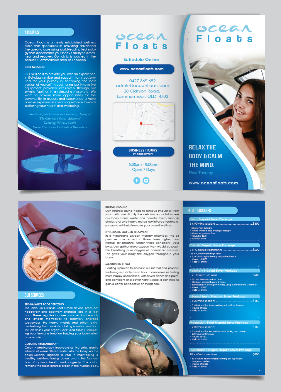 Brochure Design by alex989 for Ocean Floats  | Design #22858952