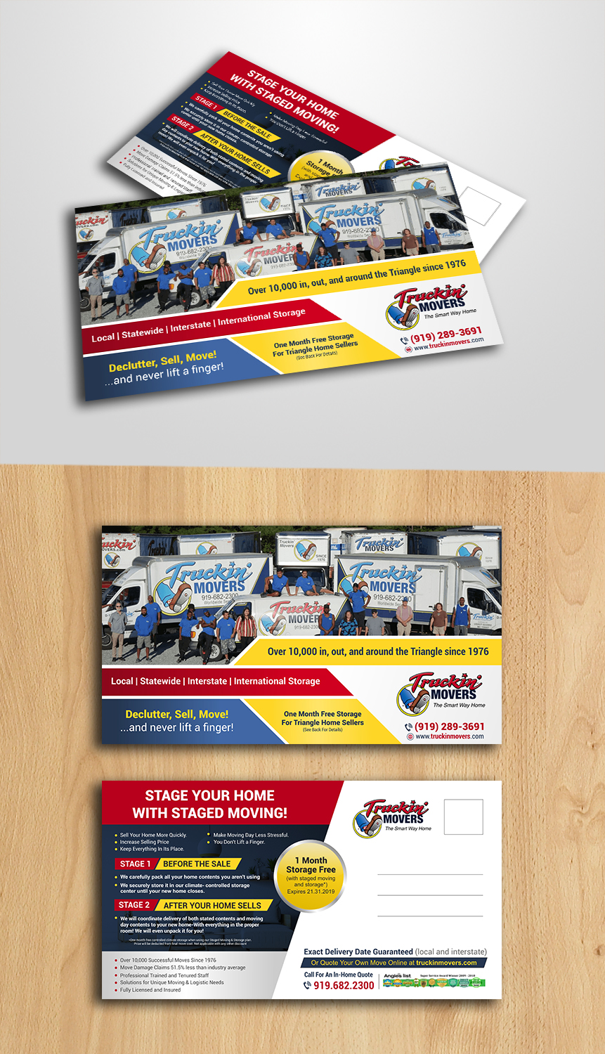 Postcard Design by ecorokerz for Truckin' Movers | Design #22885261