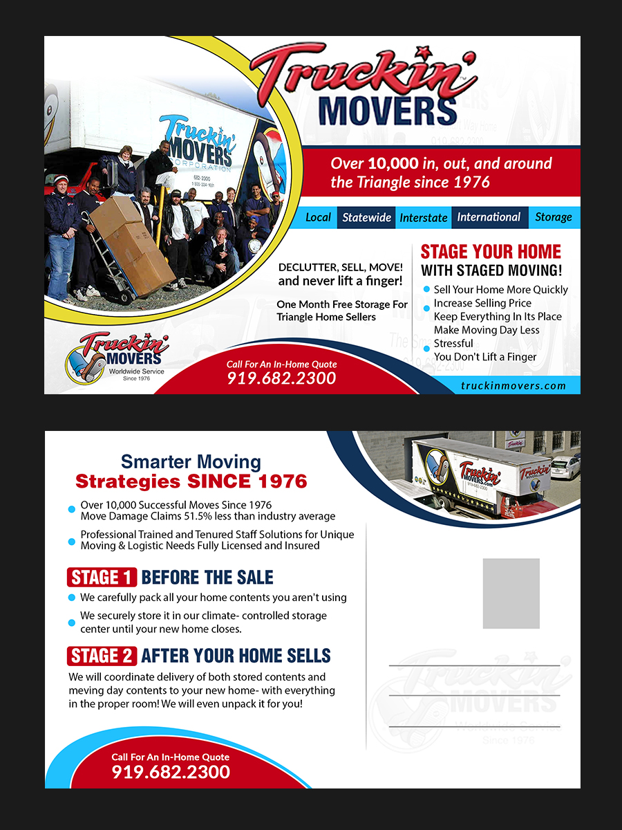 Postcard Design by n214008 for Truckin' Movers | Design #22879015