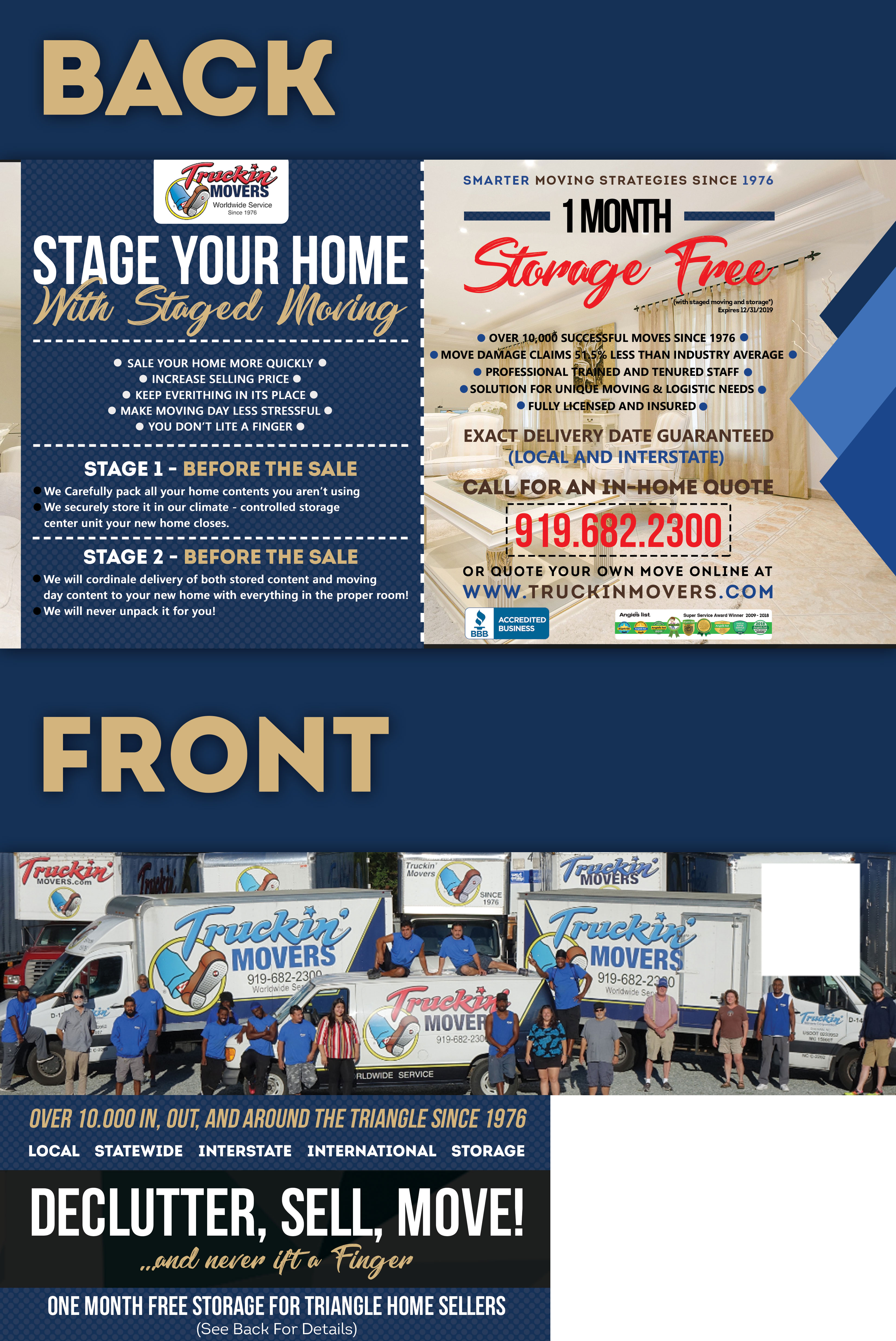 Postcard Design by HeshanKavinda for Truckin' Movers | Design #22895508