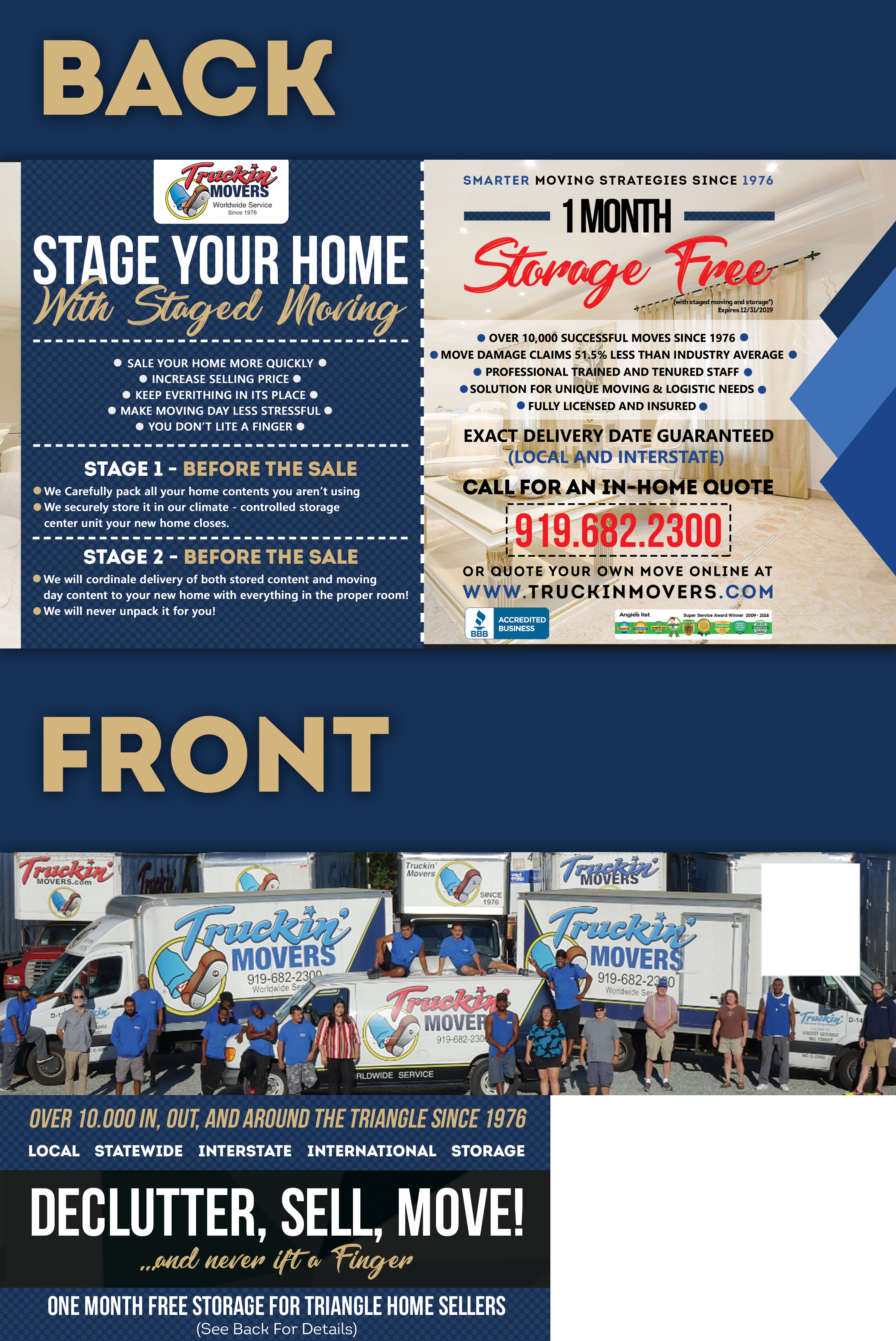 Postcard Design by HeshanKavinda for Truckin' Movers | Design #22895621