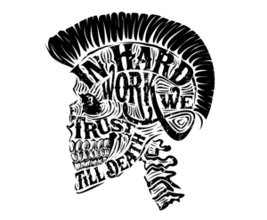 Grunge Skull face with word shape