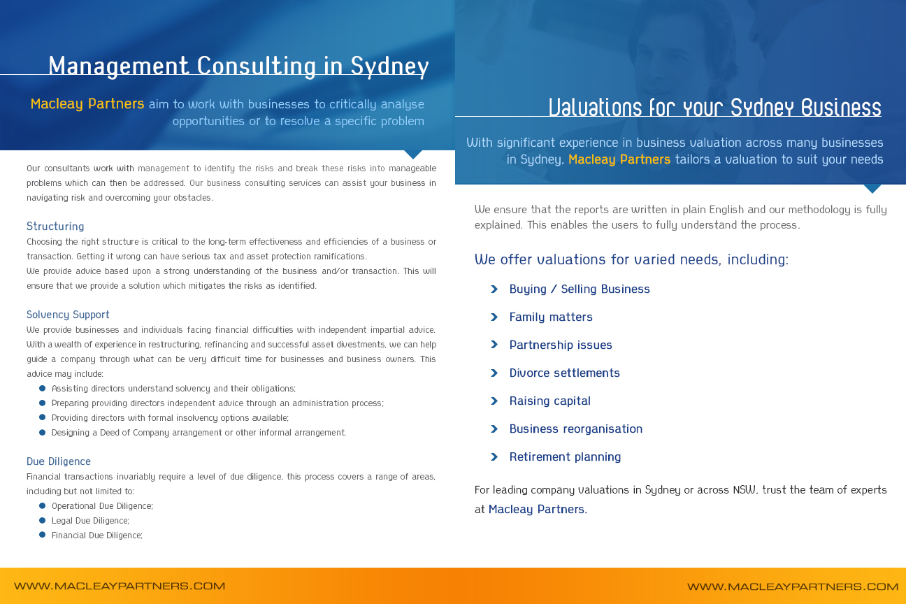 Brochure Design by Best Design Hub for Macleay Partners | Design #2978520