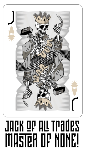 Construction Hi viz shirt jack of all trades playing card skeleton design | T-shirt Design by WHollis63