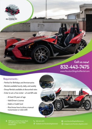 Design de Flyer par Aourasha 4 pour Houston Slingshot Rental | Design : #22917551