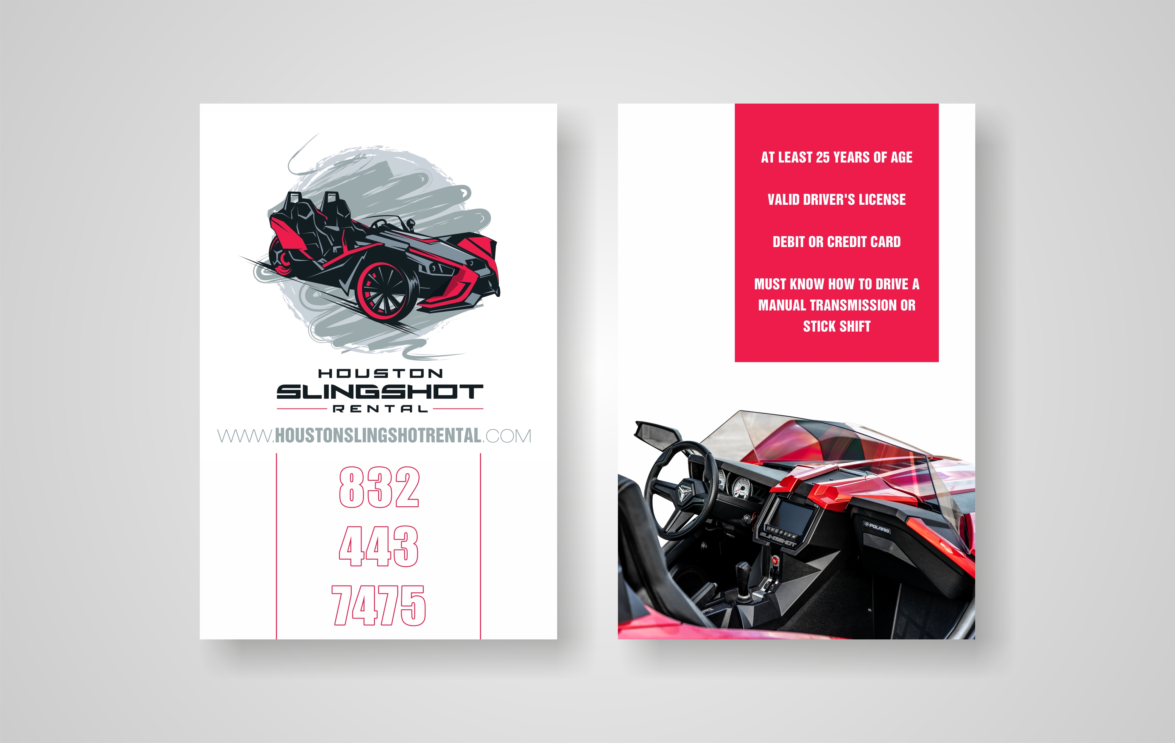 Diseño de Flyer por iDealS para Houston Slingshot Rental | Diseño #22920219