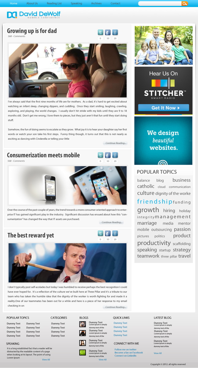 Wordpress Design by pb for this project | Design #720096