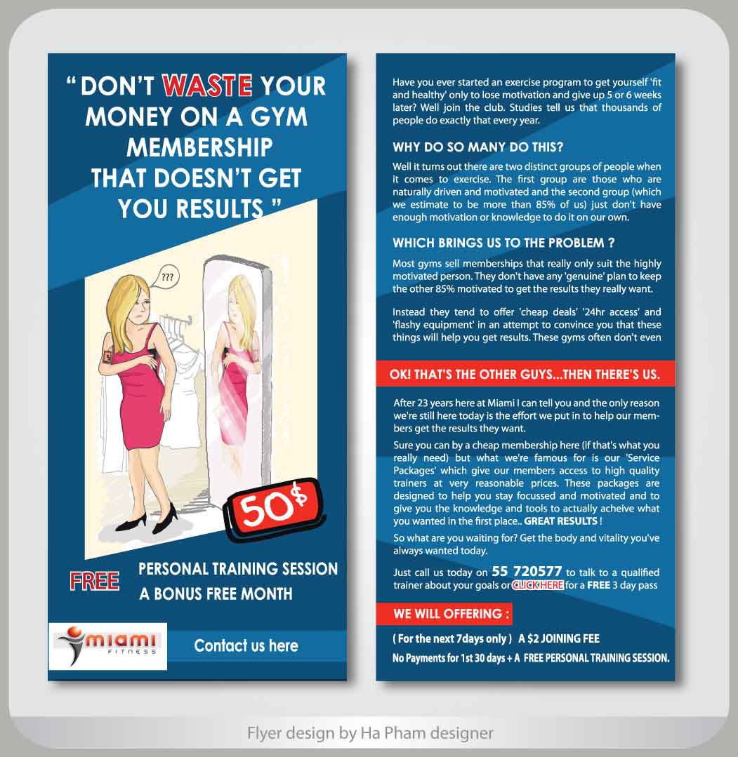 Diseño de Flyer por Hana para Miami Fitness | Diseño #731052