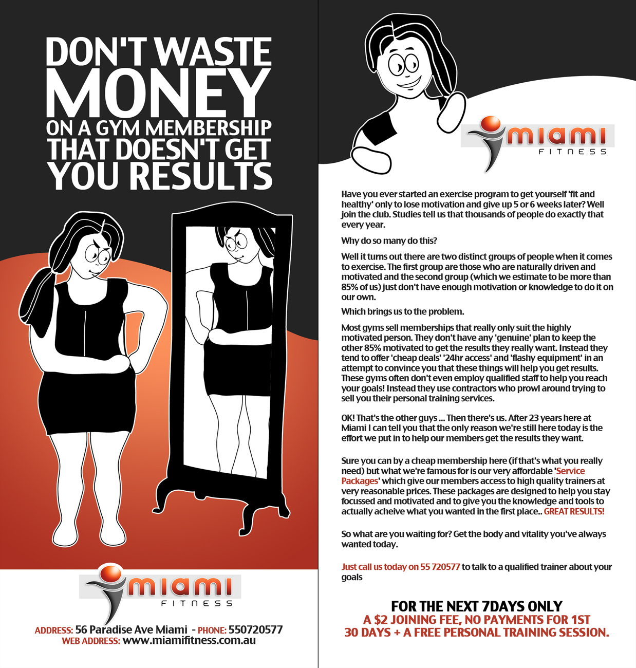 Diseño de Flyer por D-Design para Miami Fitness | Diseño #736556