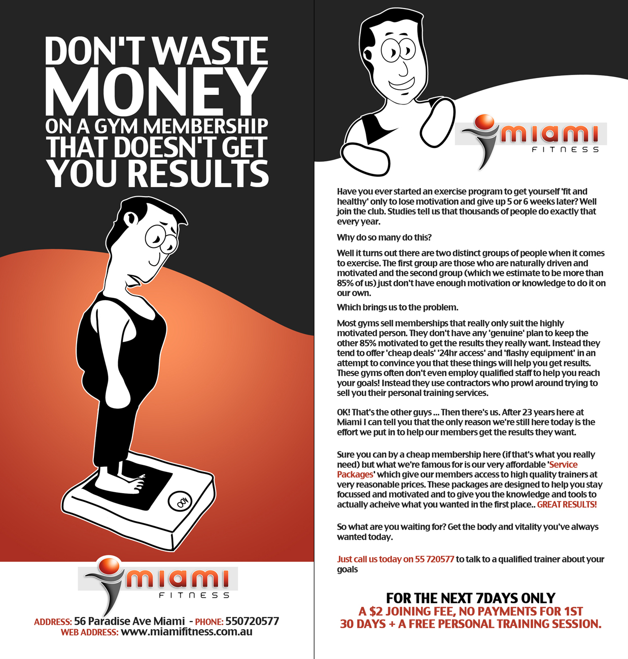 Diseño de Flyer por D-Design para Miami Fitness | Diseño #736558