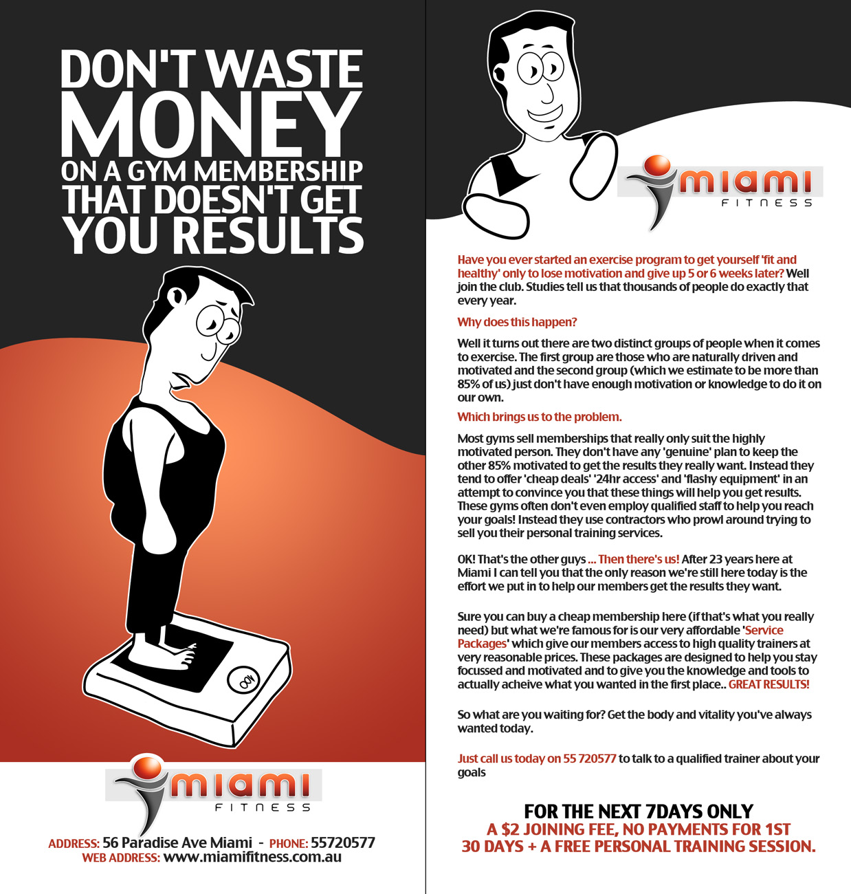 Diseño de Flyer por D-Design para Miami Fitness | Diseño #739494