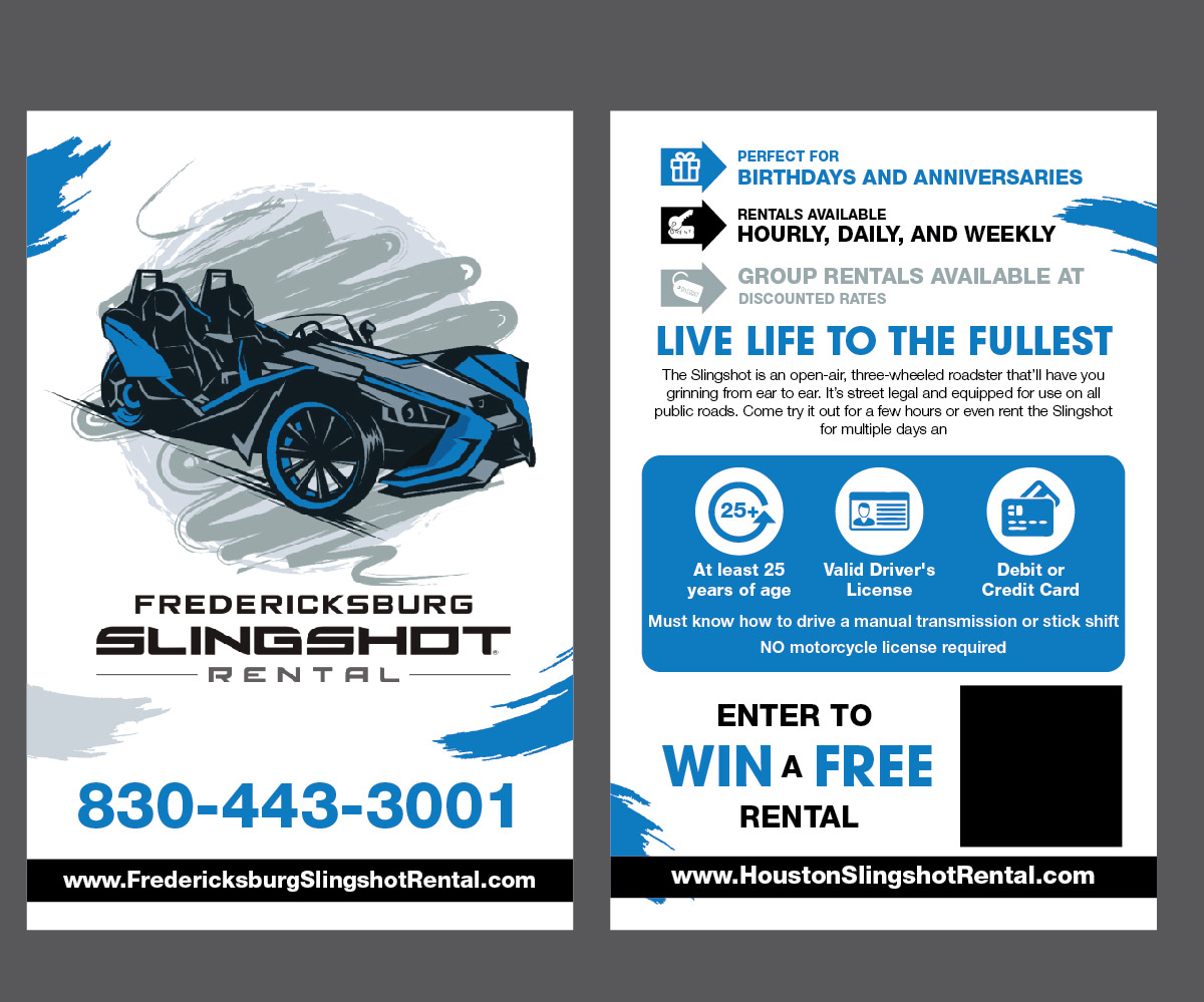 Flyer Design by Isnah Logo for Houston Slingshot Rental | Design #22929971