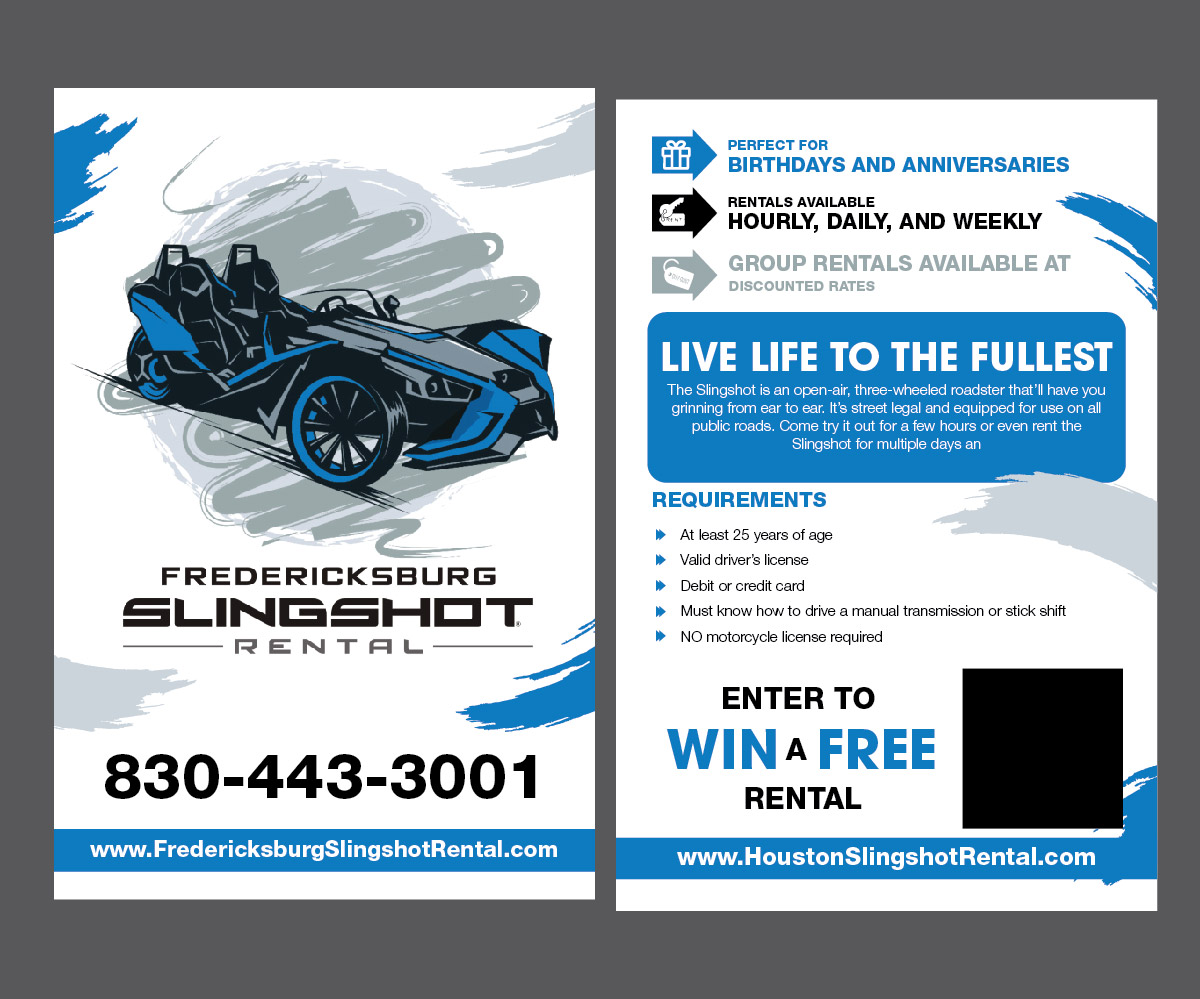 Flyer Design by Isnah Logo for Houston Slingshot Rental | Design #22929973