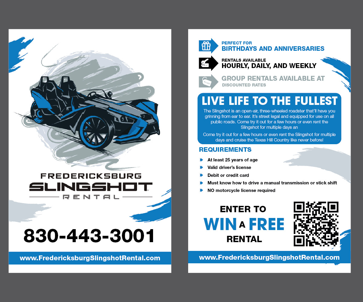 Flyer Design by Isnah Logo for Houston Slingshot Rental | Design #23522006