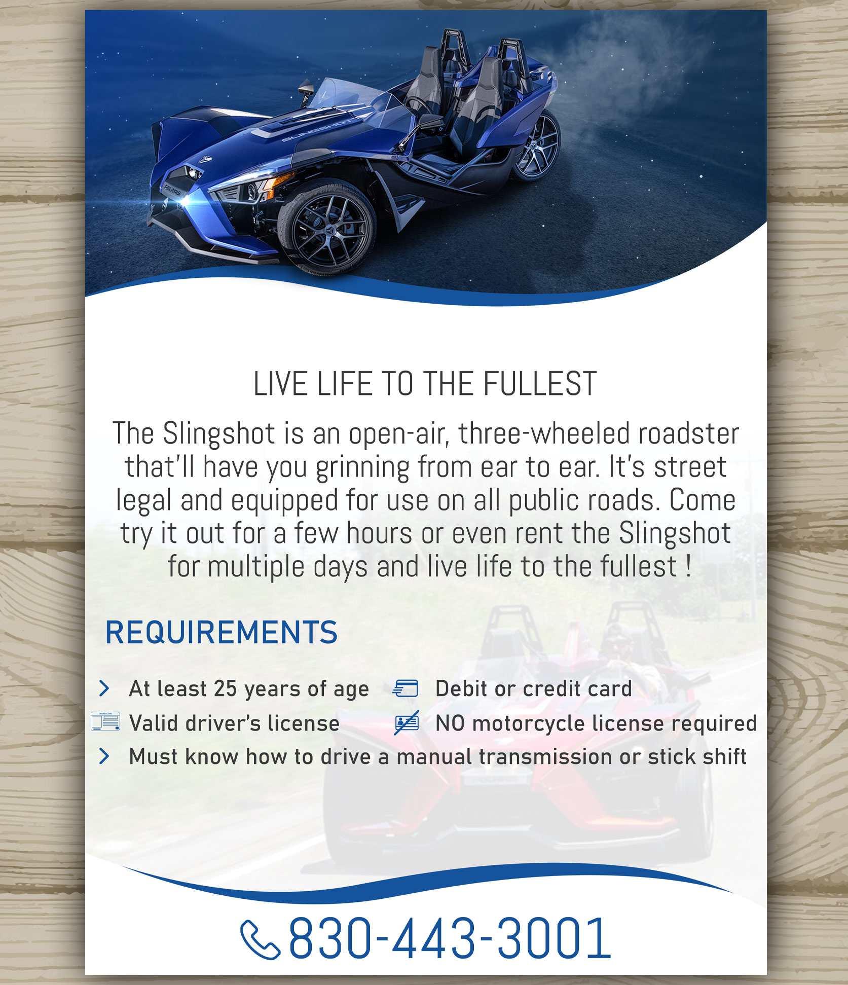 Diseño de Flyer por hassan karrach para Houston Slingshot Rental | Diseño #22923940